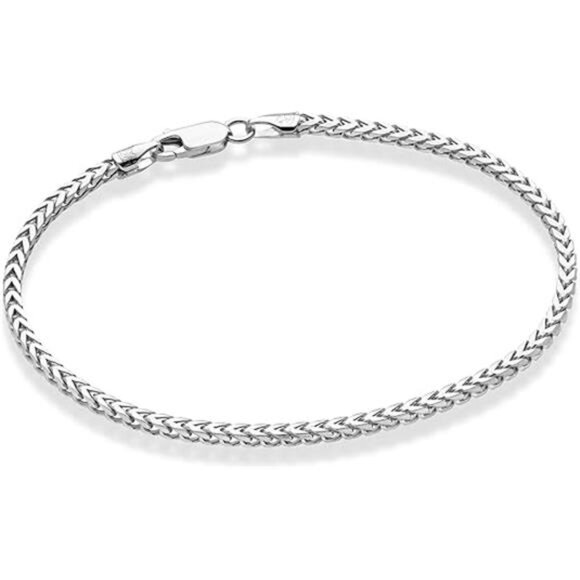 Miabella Solid 925 Sterling Silver Italian 2.5mm Franco Square Box Link Chain - Picture 7 of 7